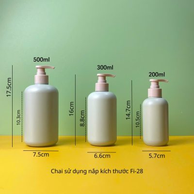 Thông số chai nhựa HDPE xanh tròn với vòi nhấn sóng nâu nhám fi28 tiện dụng