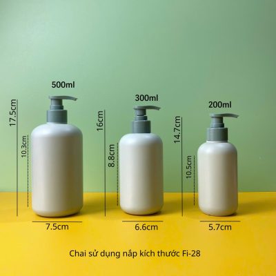 Thông số chai nhựa HDPE xanh tròn vòi nhấn sóng xanh trơn với dung tích 200ml, 300ml, 500ml