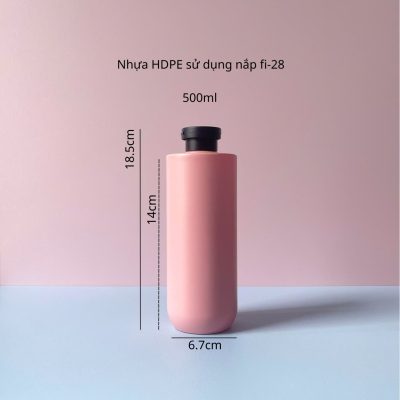 Thông số chai nhựa HDPE hồng vai ngang đáy bầu 