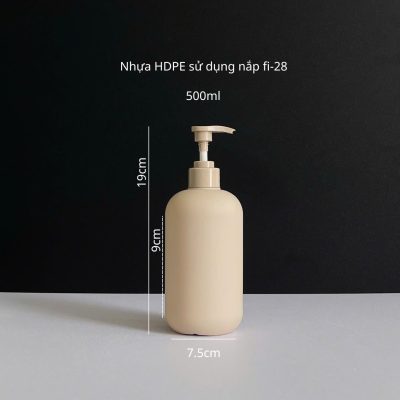 Thông số chai nhựa HDPE nâu tròn vòi nhấn sóng nâu trơn với dung tích 500ml sử dụng nắp fi28