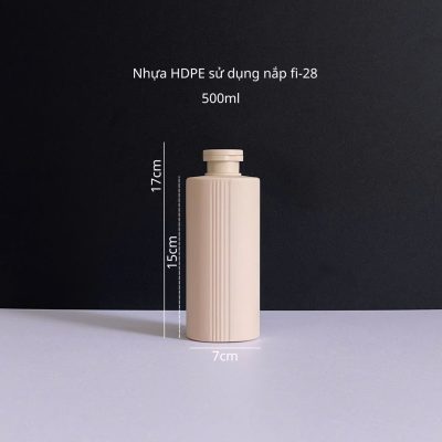 Thông số chai nhựa HDPE nâu sọc vai ngang 500ml với nắp bật nâu nhám fi28 tiện lợi