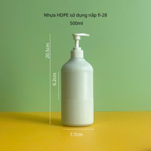 Thông số chai nhựa HDPE xanh sọc vòi nhấn sóng xanh sọc với dung tích 500ml fi28