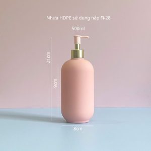 Thông số chai nhựa HDPE hồng tròn với vòi nhấn sóng tròn hồng 500ml sử dùng nắp f28 chuyên dụng
