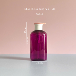 Thông số chai nhựa PET tím trong tròn 500ml vòi nhấn dẹp hồng sử dụng nắp fi28 chuyên dụng